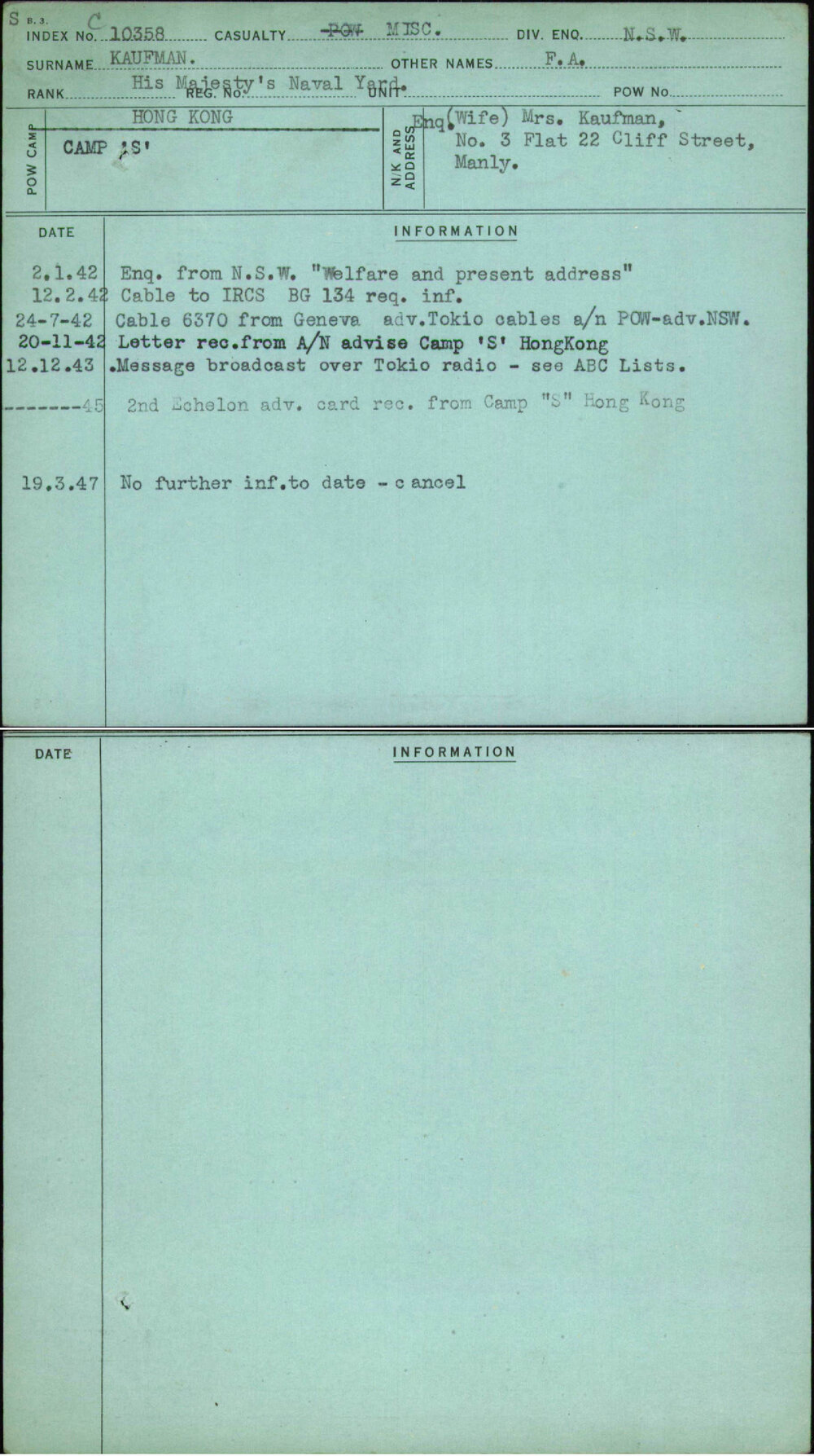 Kaufman, F A, His Majesty'S Naval Yard