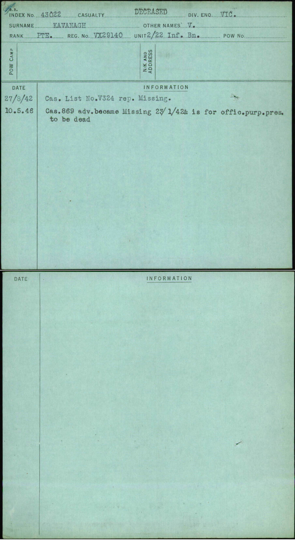 Kavanagh, V, VX29140