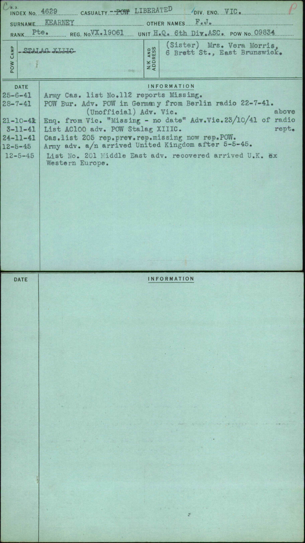 Kearney, F J, VX19061