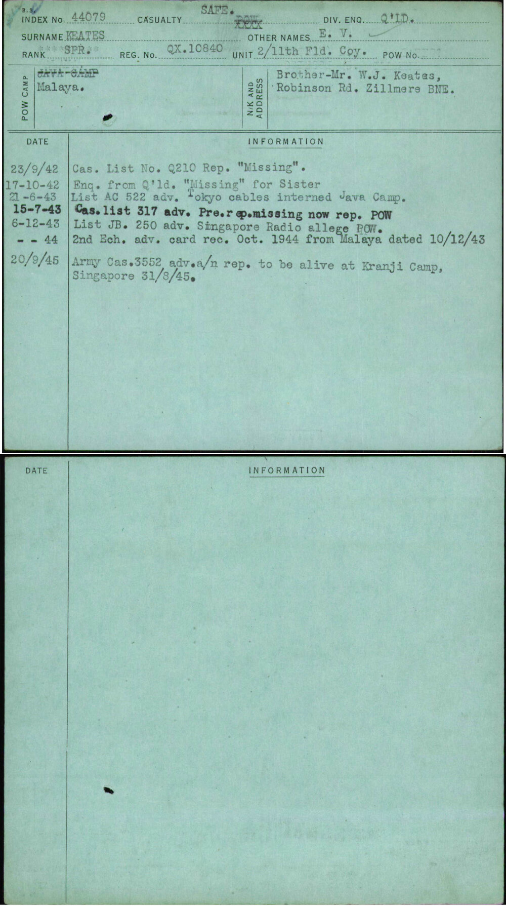 Keates, E V, QX10840