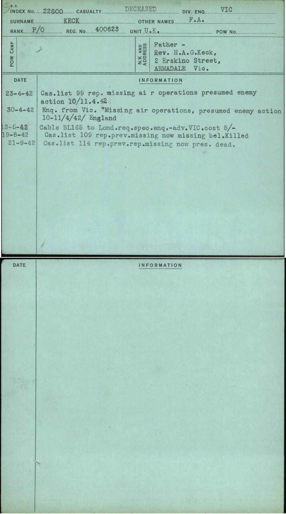 Keck, F A, 400623