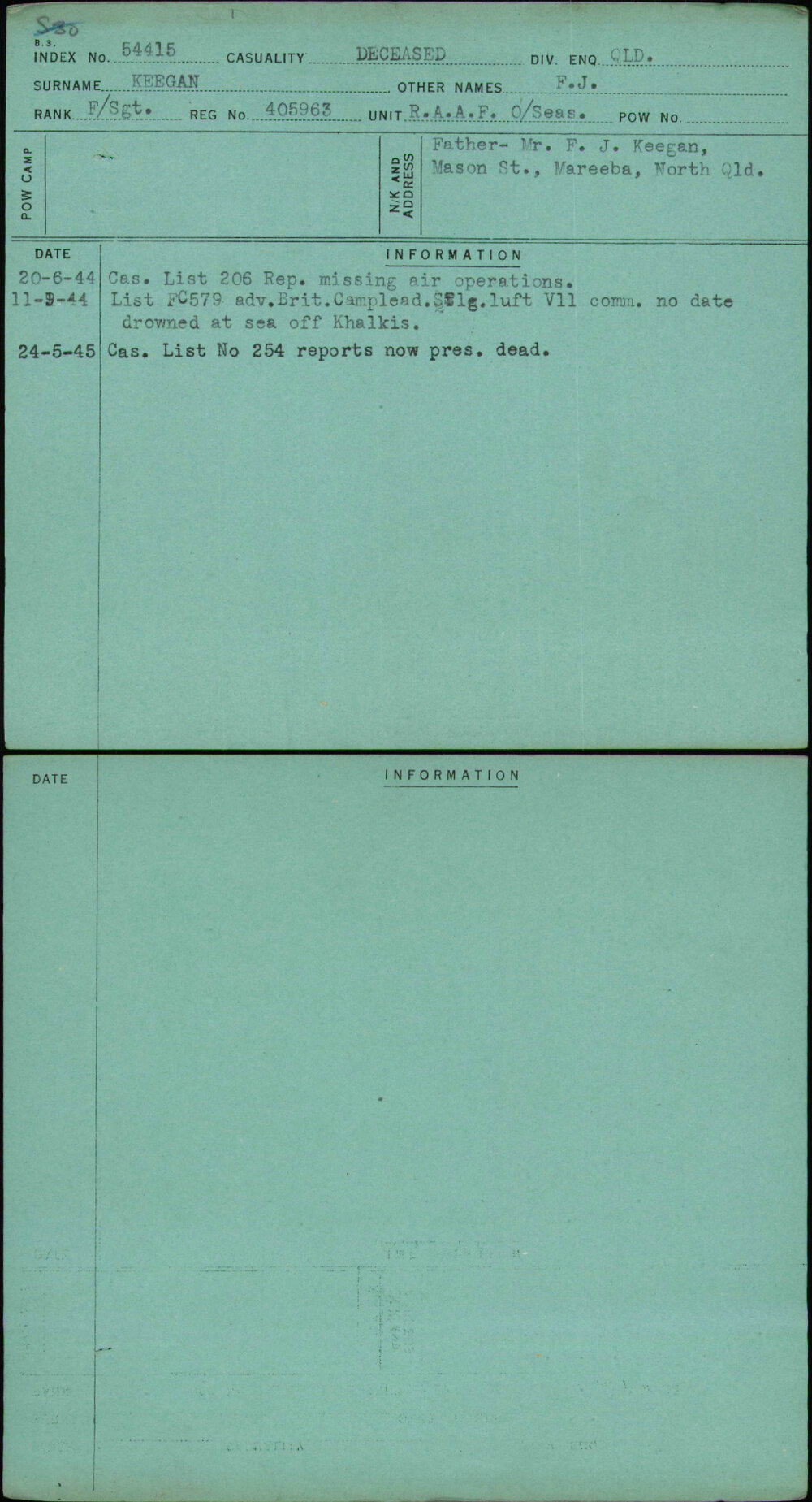 Keegan, F J, 405963