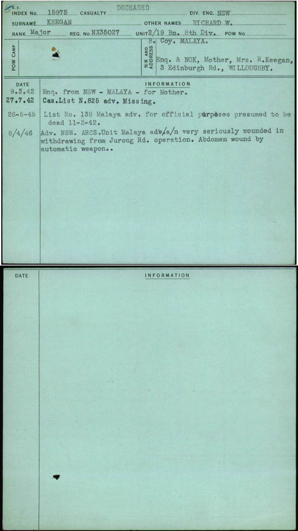 Keegan, Richard W, NX35027