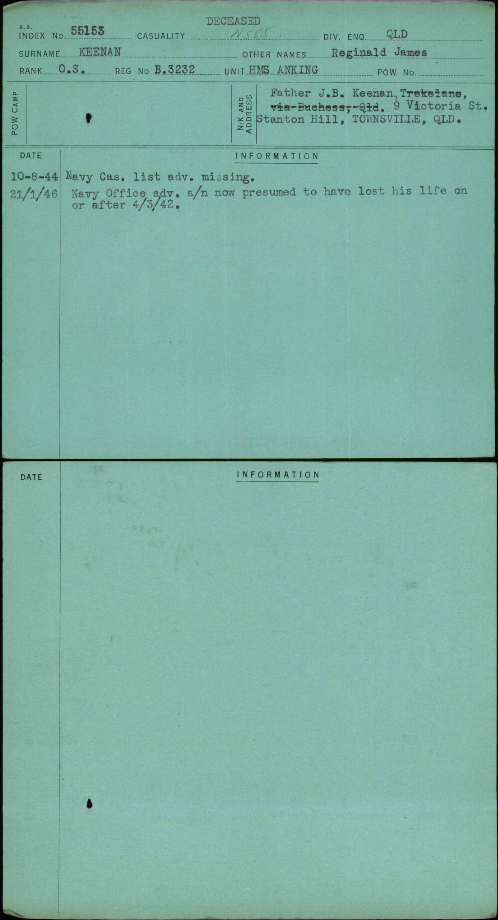 Keenan, Reginald James, B3232