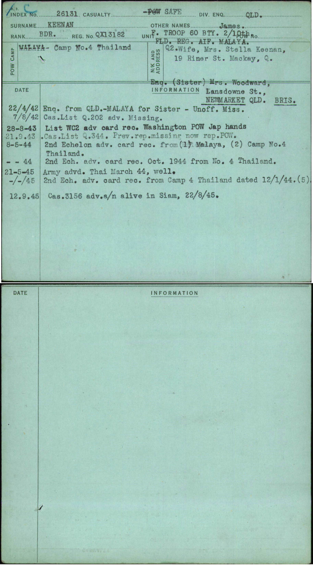 Keenan, James, QX13182