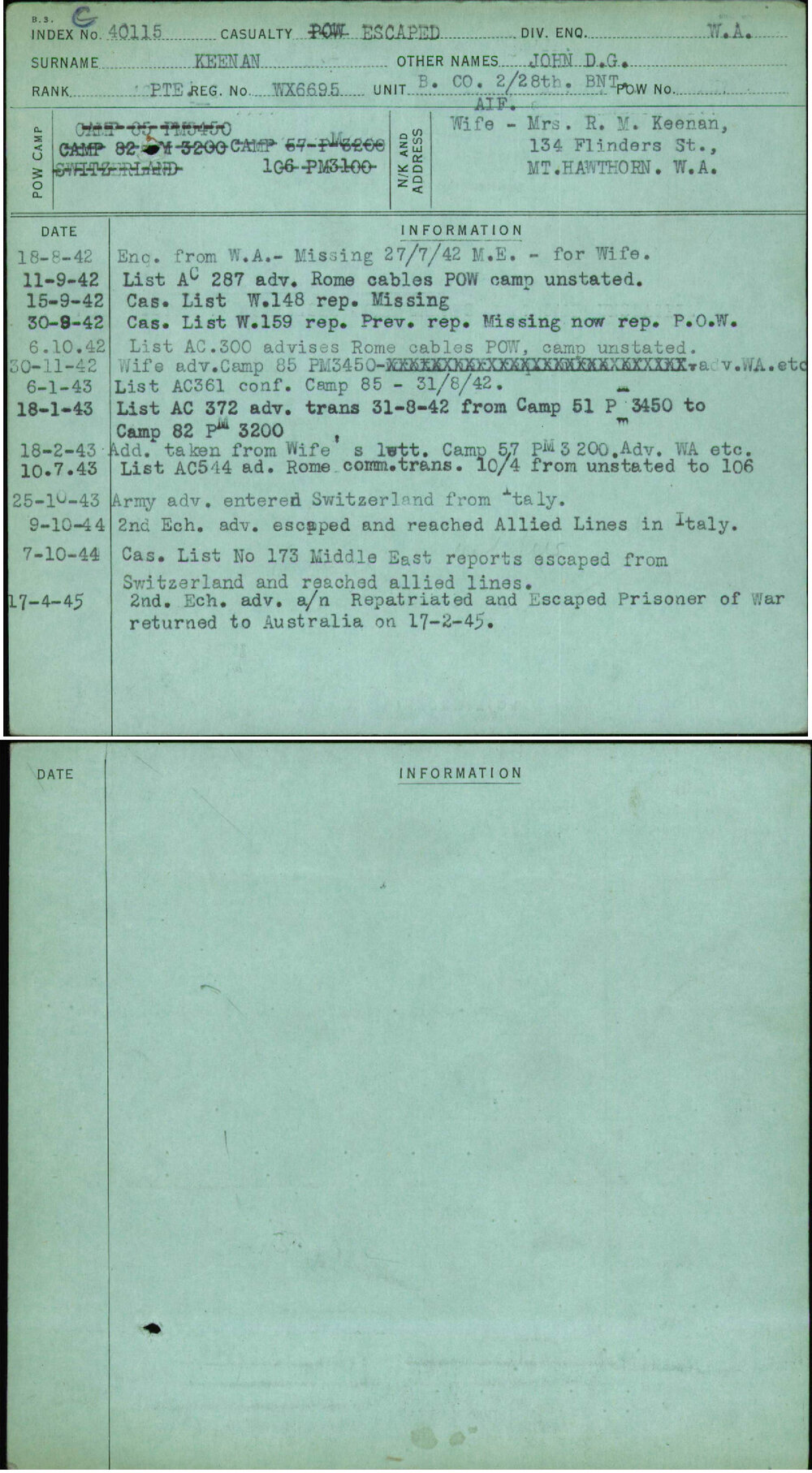 Keenan, John D G, WX6695