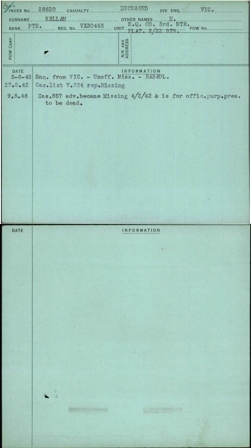 Kellam, H, VX30453