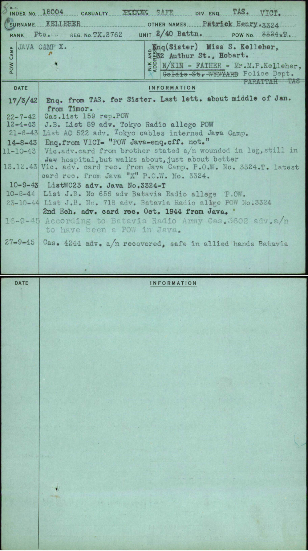 Kelleher, Patrick Henry, TX3762