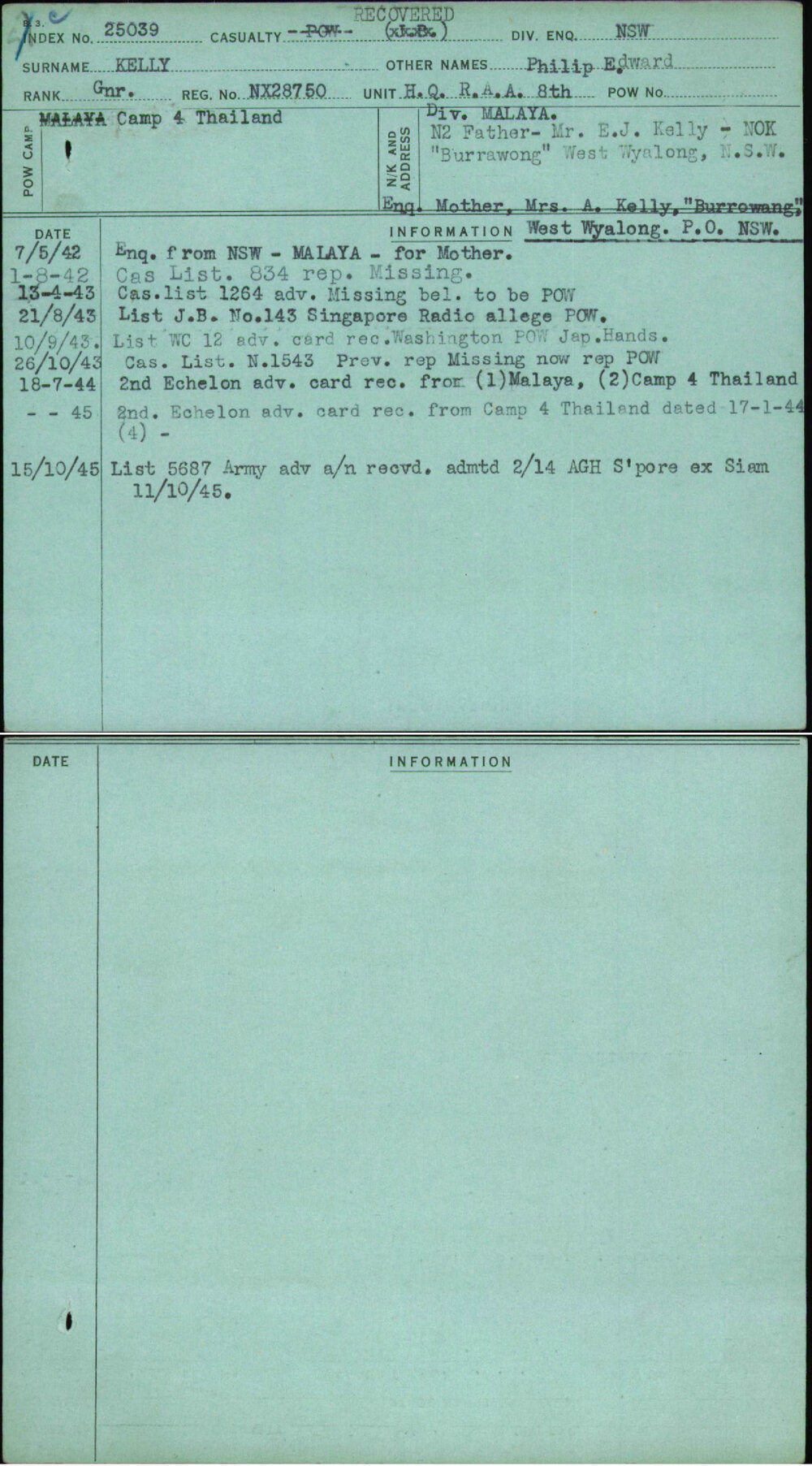 Kelly, Philip Edward, NX28750