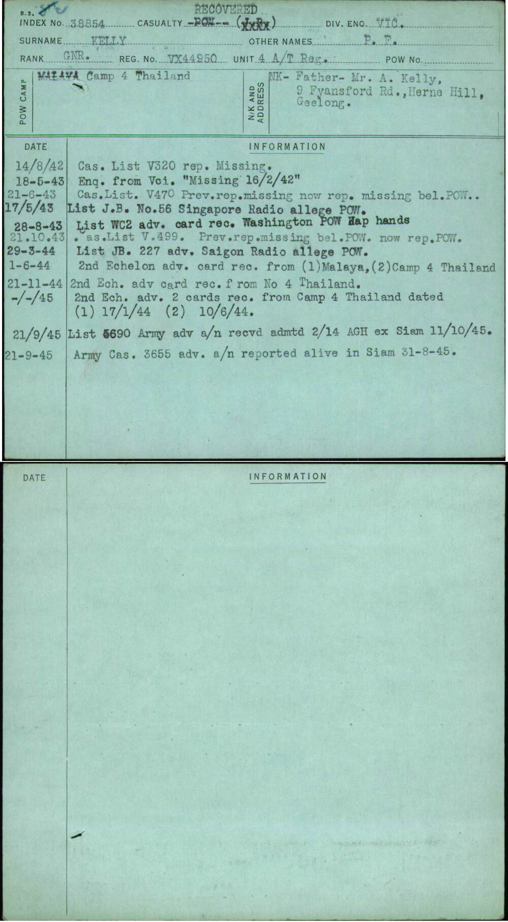 Kelly, P F, VX44950