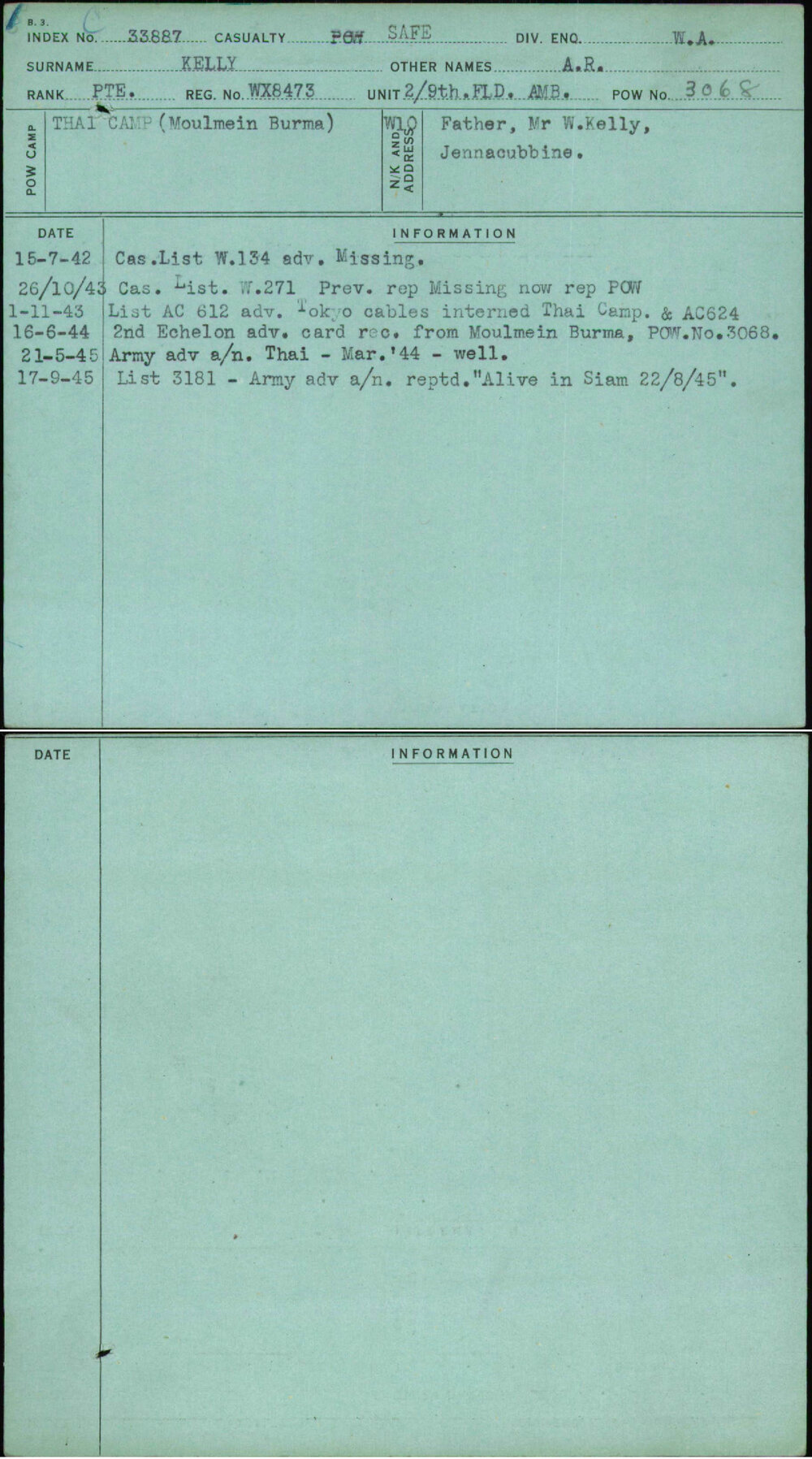 Kelly, A R, WX8473