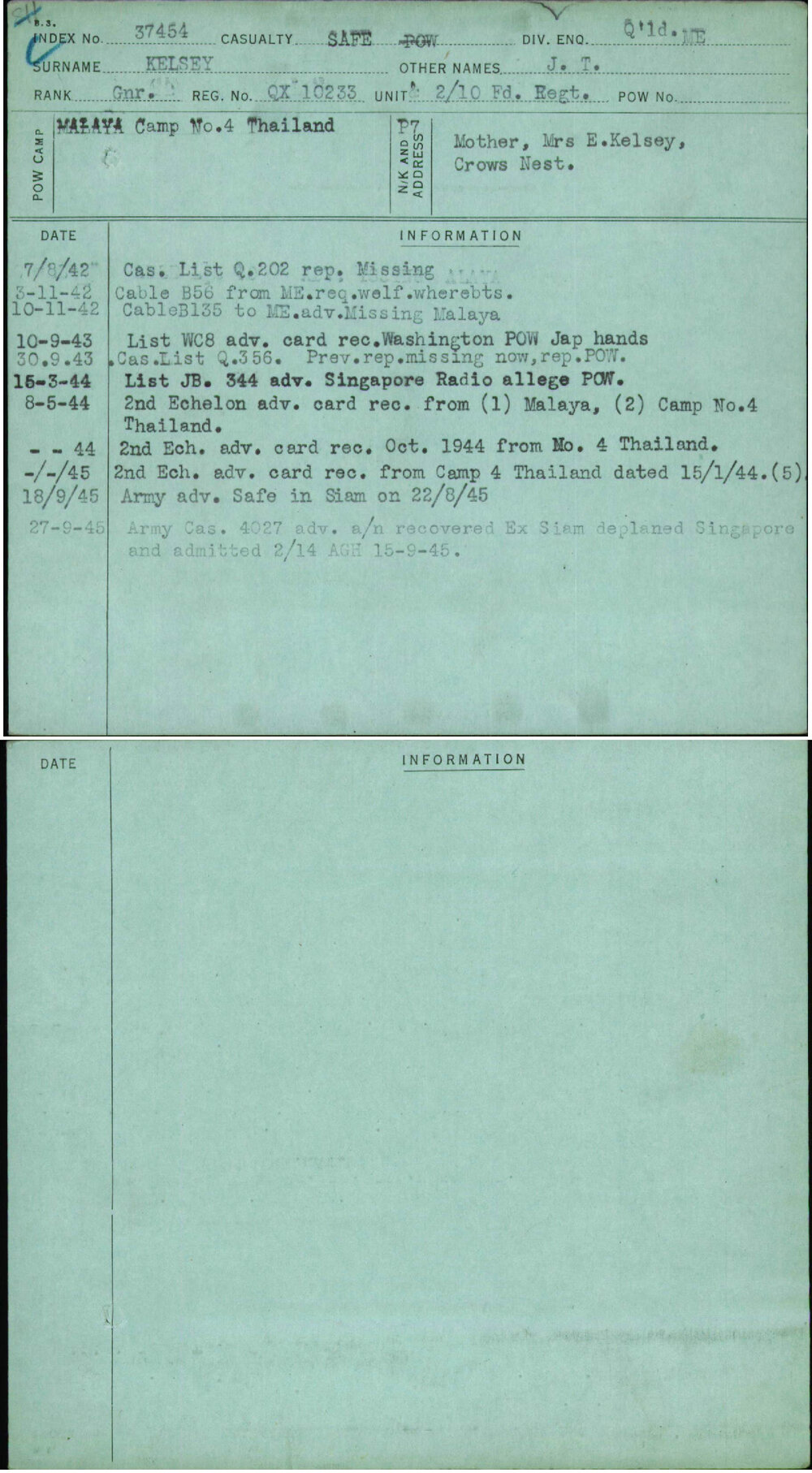 Kelsey, J T, QX10233