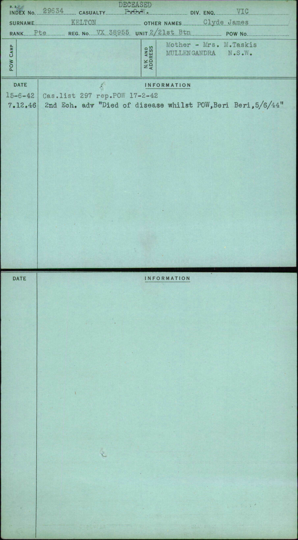 Kelton, Clyde James, VX38955