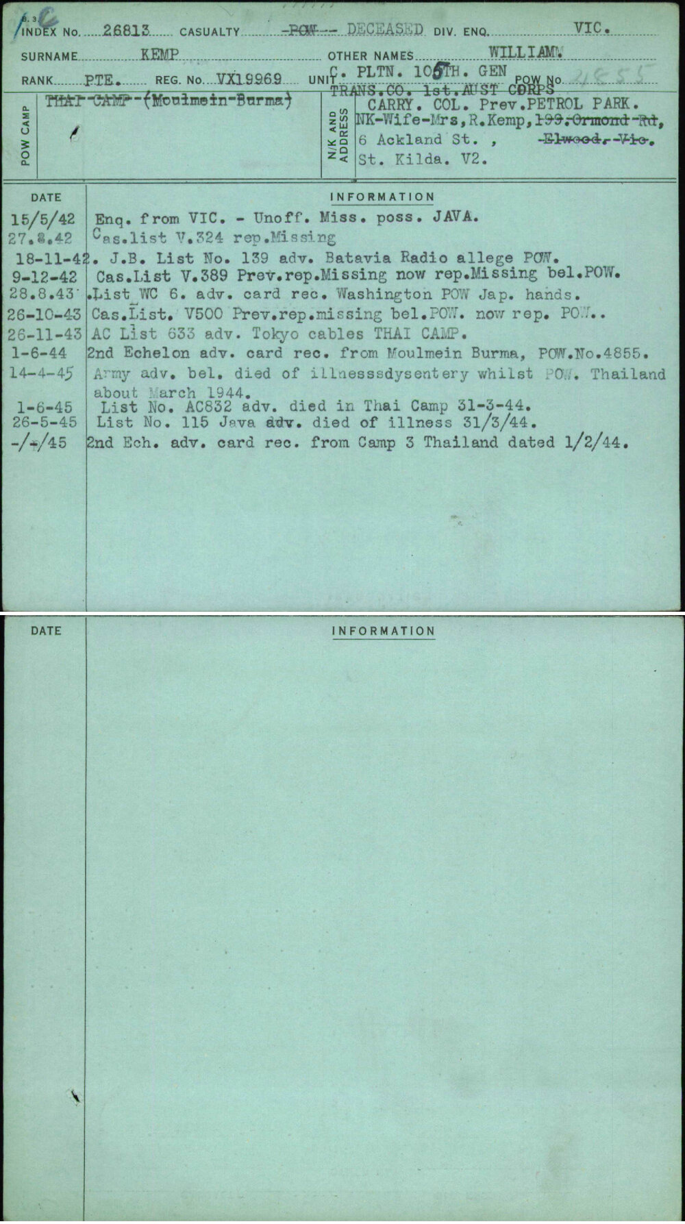 Kemp, William, VX19969