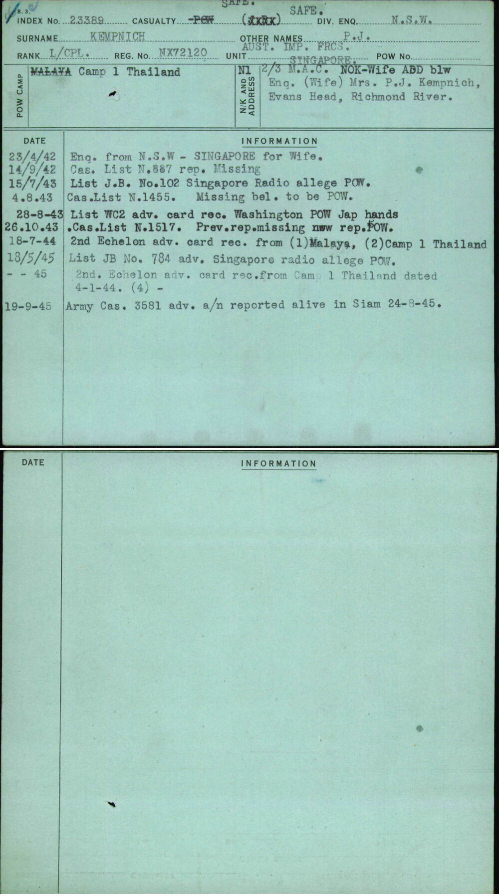 Kempnich, P J, NX72120