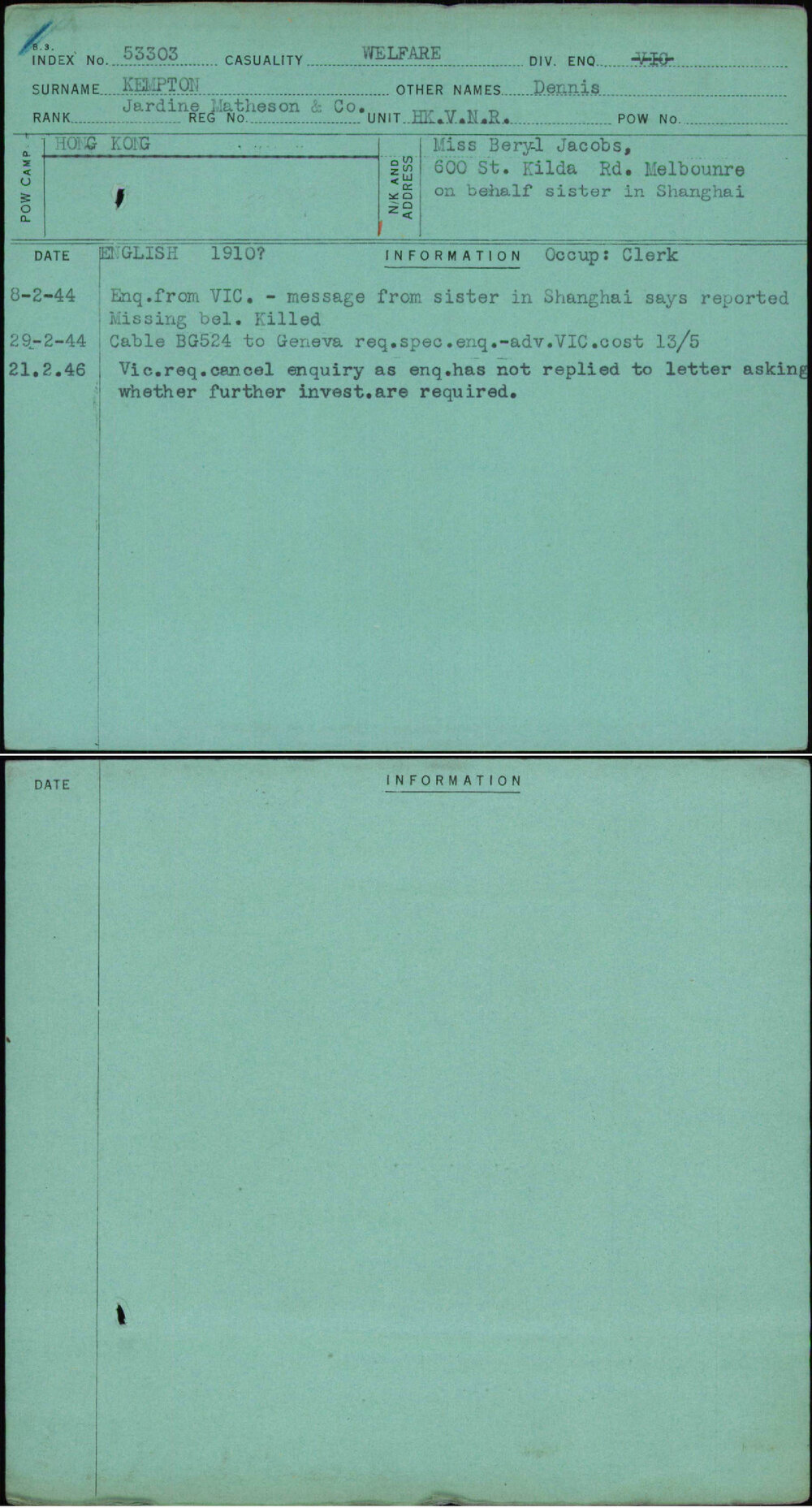 Kempton, Dennis, Jardine Matheson &amp; Co