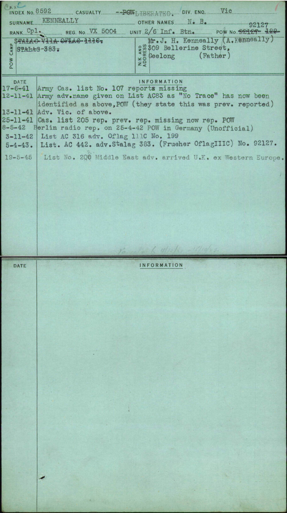 Kenneally, N B, VX5004