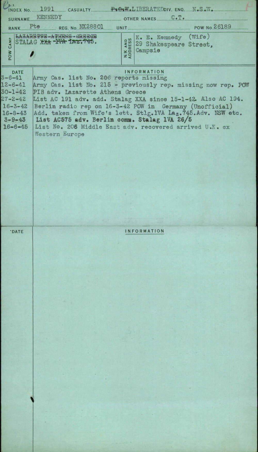 Kennedy, C T, NX28801