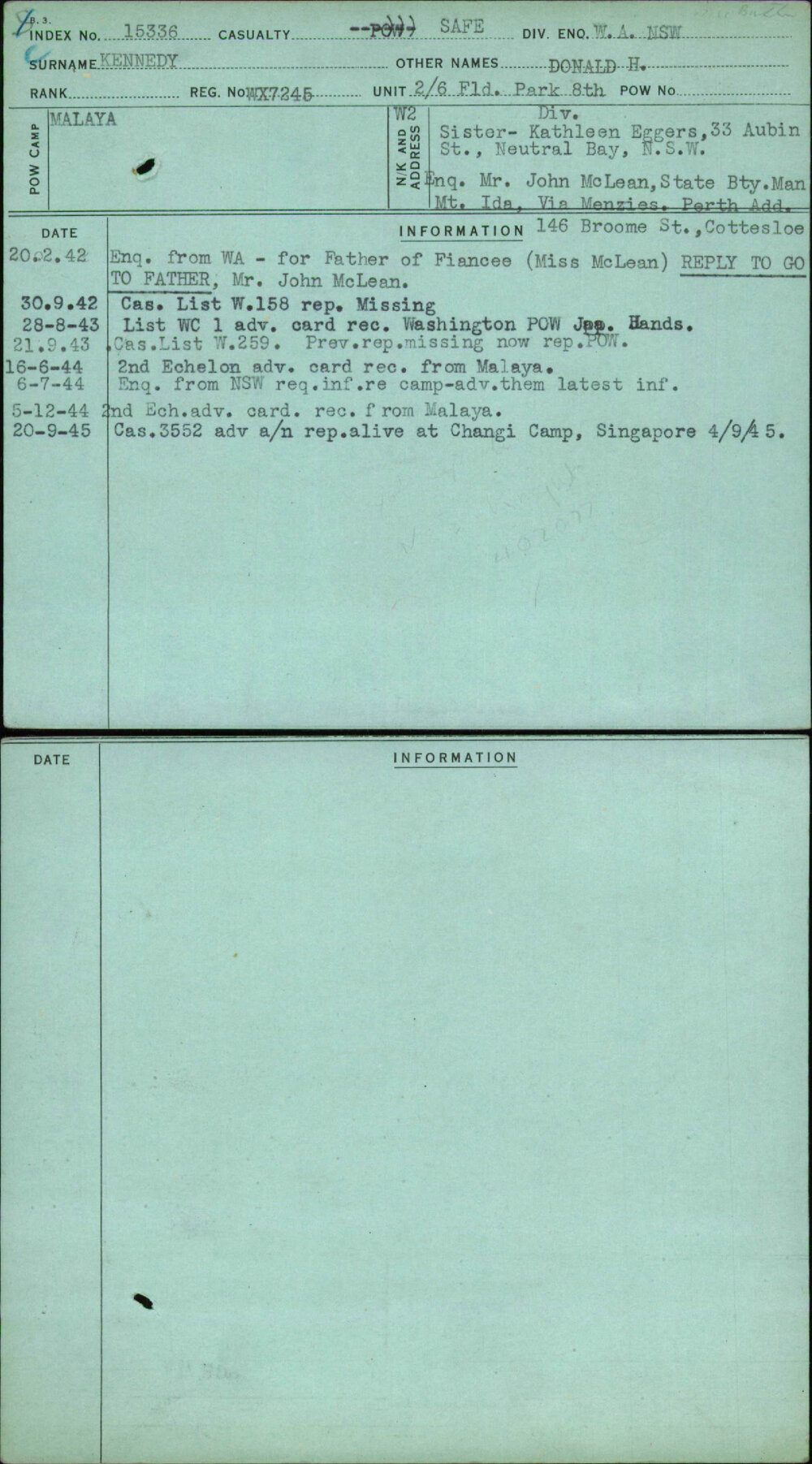 Kennedy, Donald H, WX7245