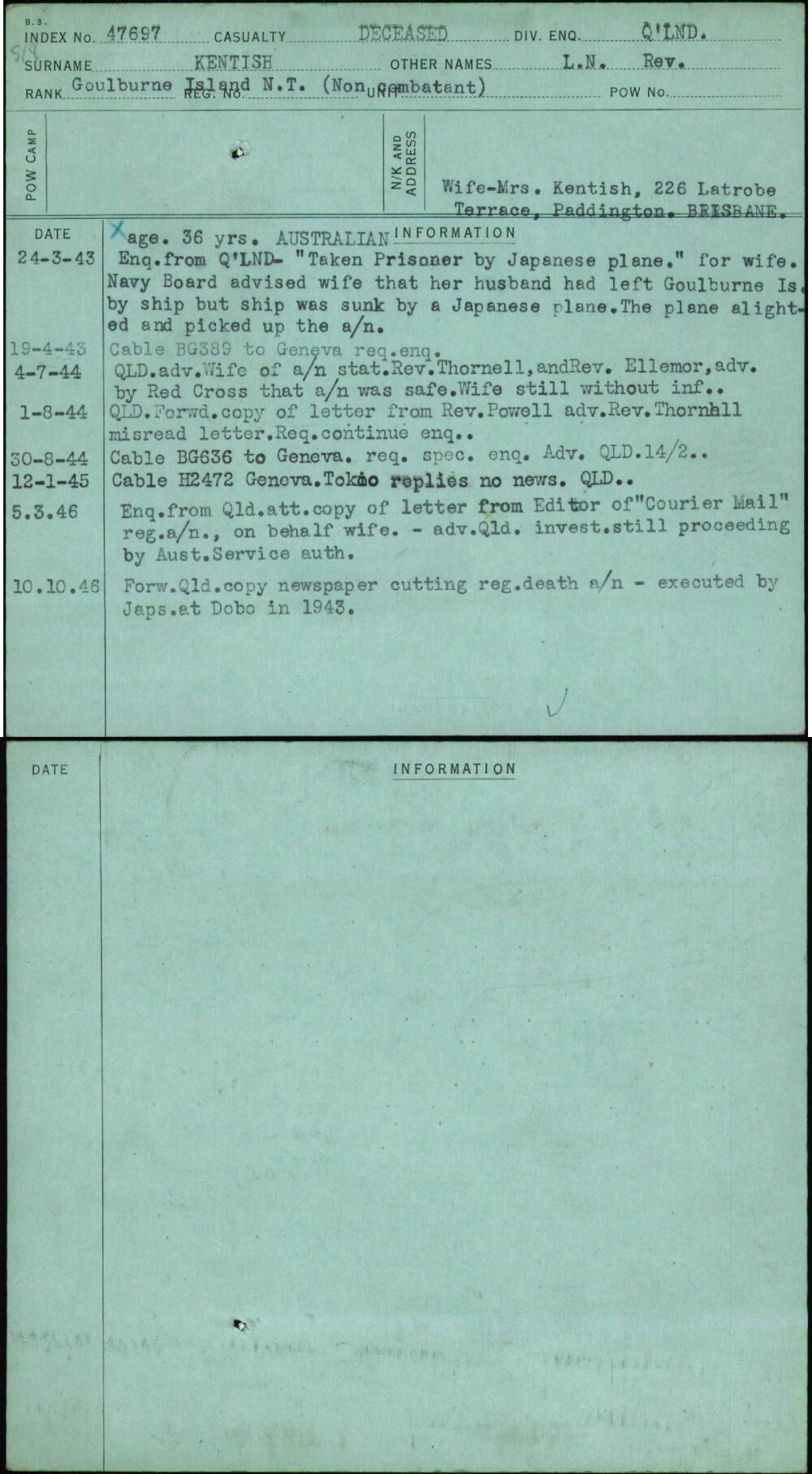 Kentish, L N Rev, [No Service Number]