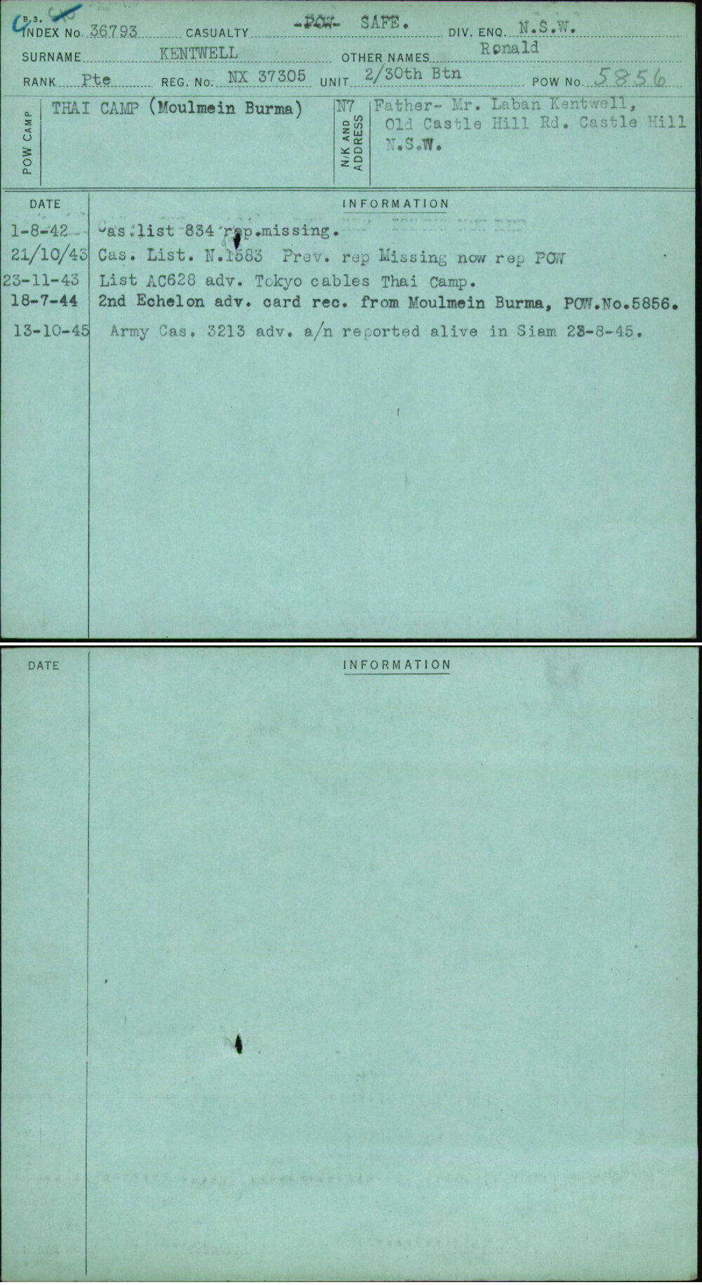 Kentwell, Ronald, NX37305