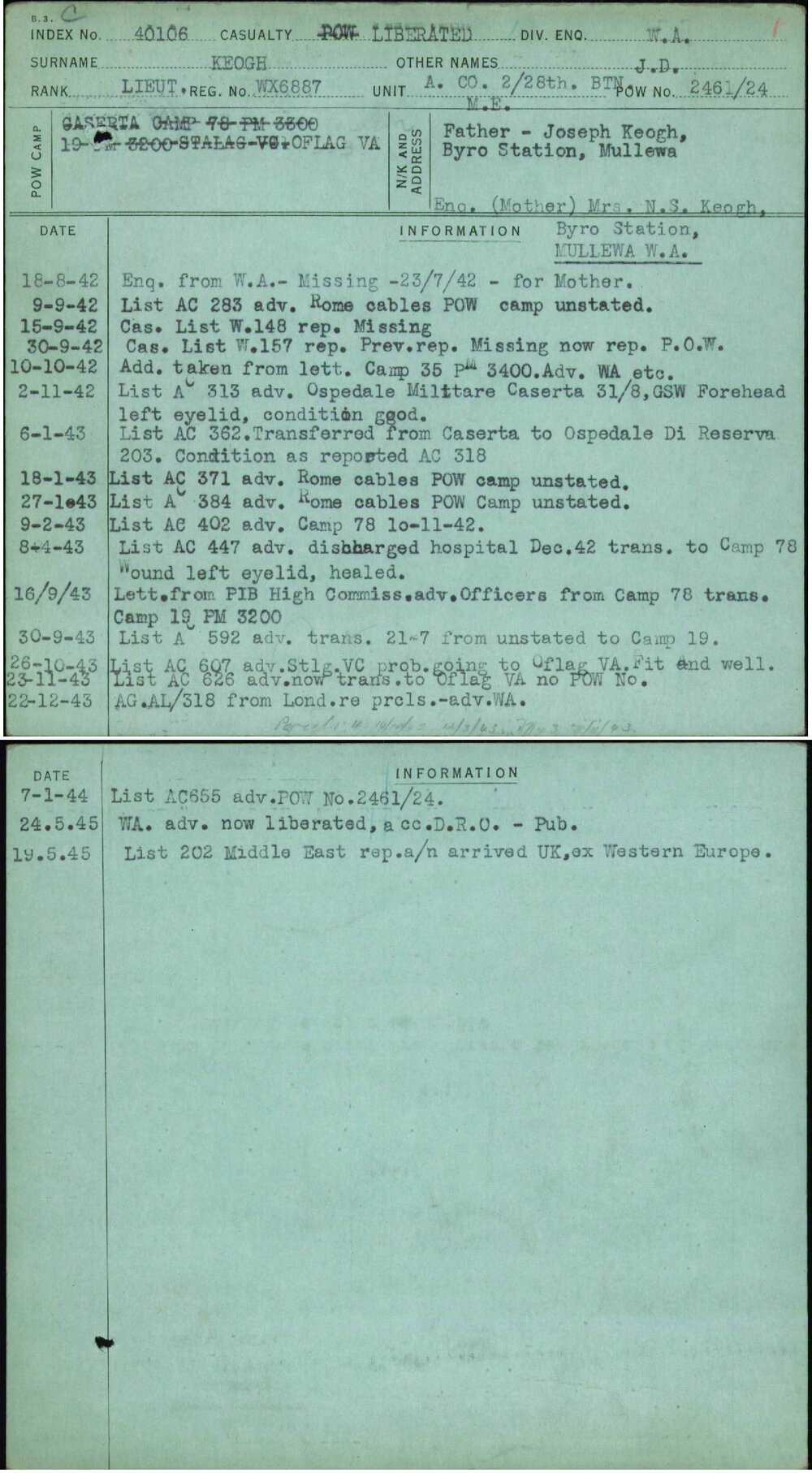 Keogh, J D, WX6887