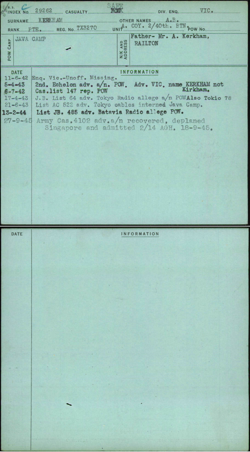 Kerkham, A B, TX3270