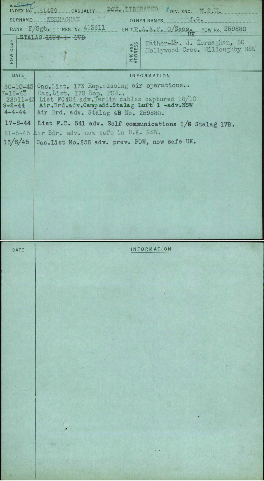 Kernaghan, J G, 413611