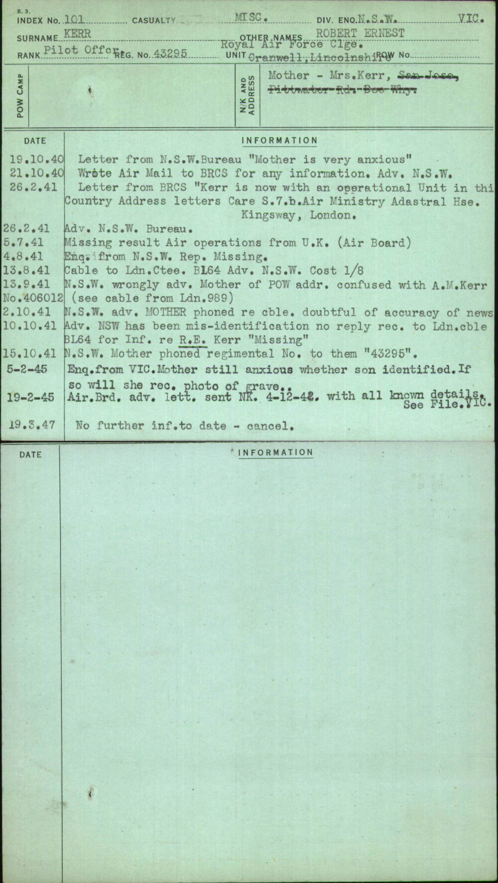 Kerr, Robert Ernest, 43295