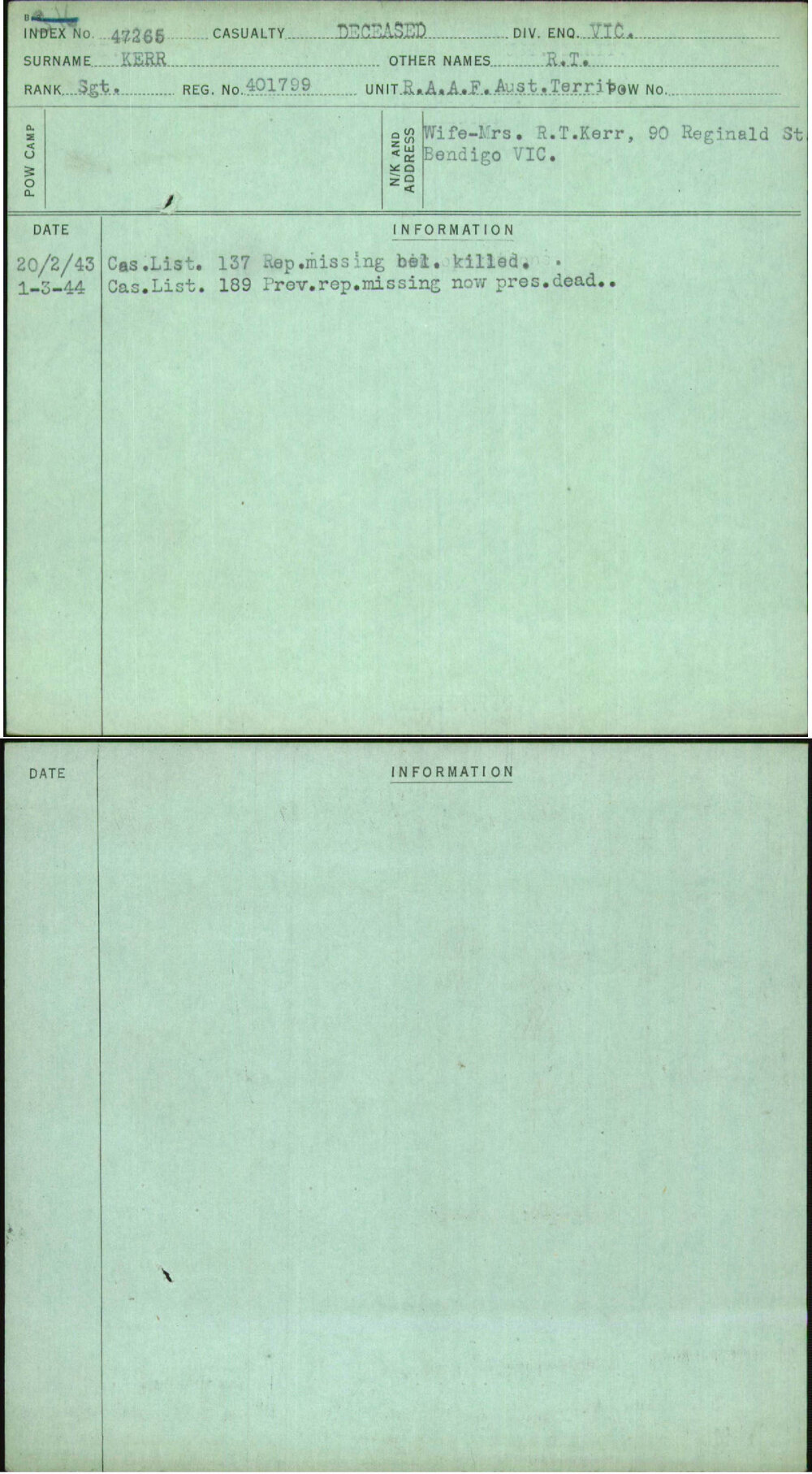 Kerr, R T, 401799