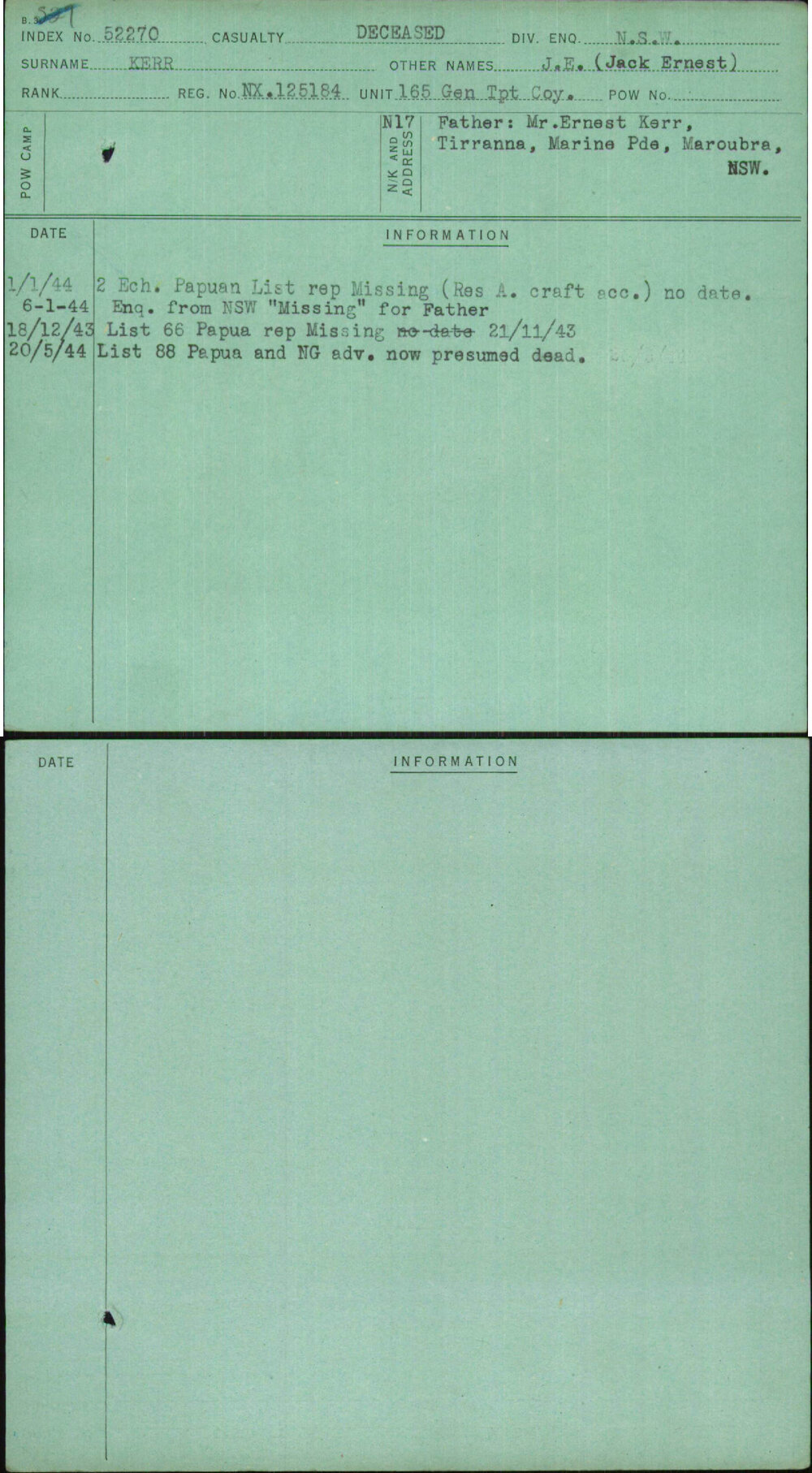 Kerr, J E (Jack Ernest), NX125184