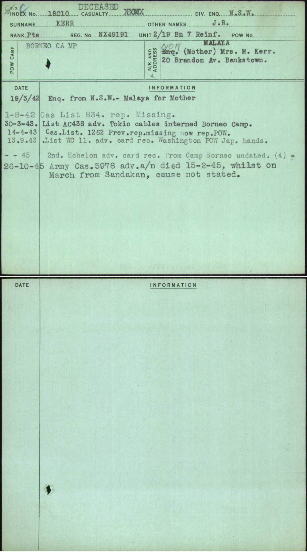 Kerr, J R, NX49191