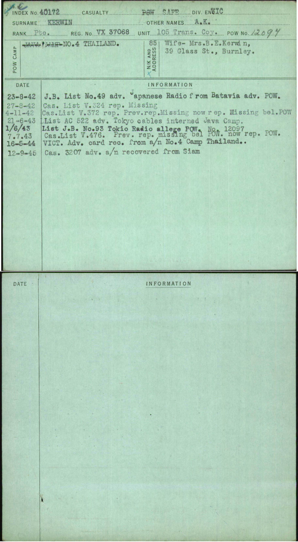 Kerwin, A K, VX37068