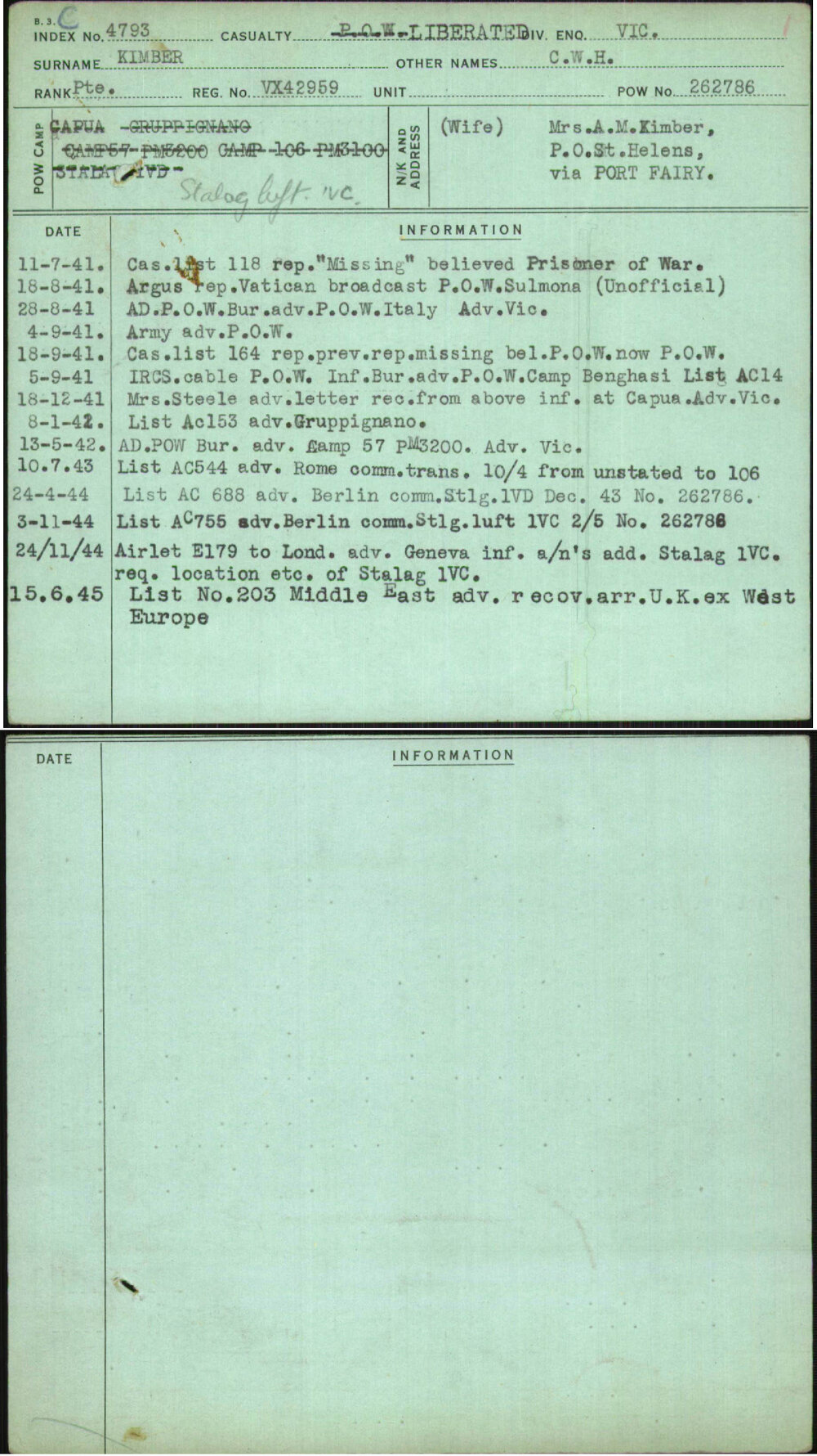 Kimber, C W H, VX42959