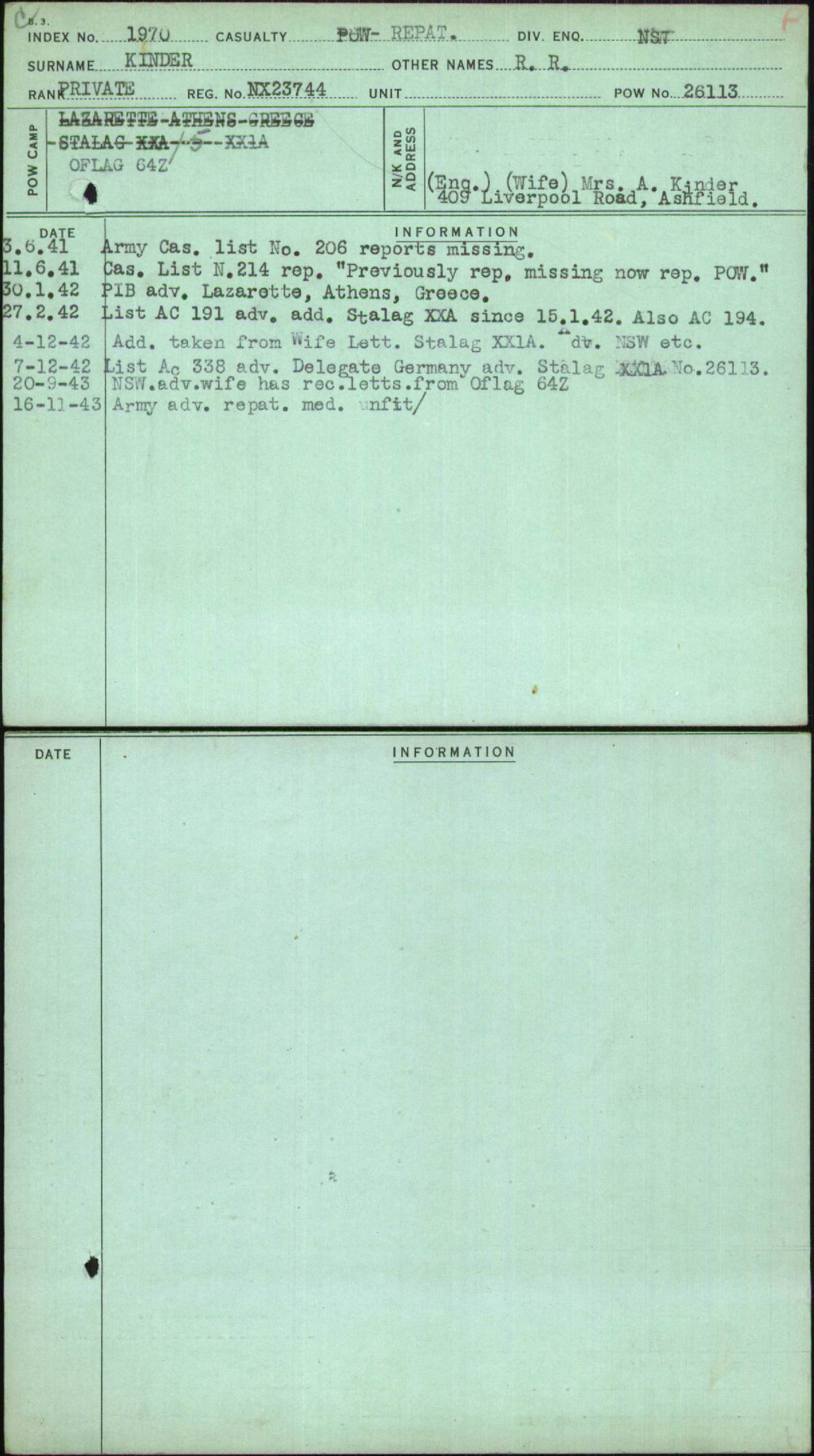 Kinder, R R, NX23744