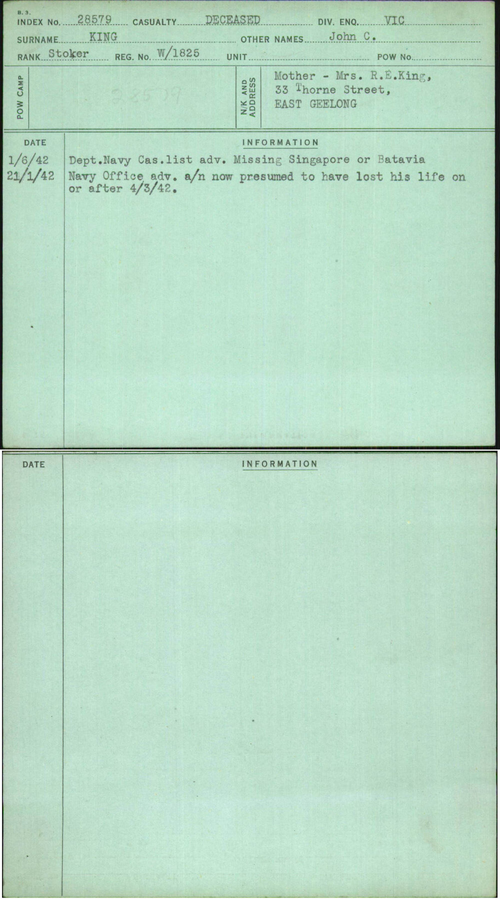 King, John C, W-1825