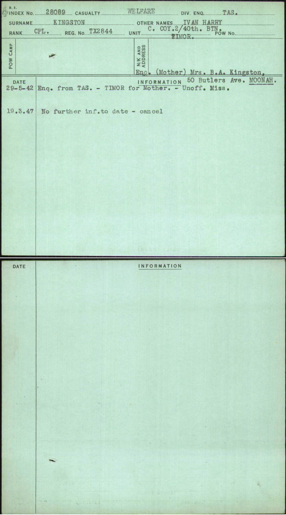 Kingston, Ivan Harry, TX2844