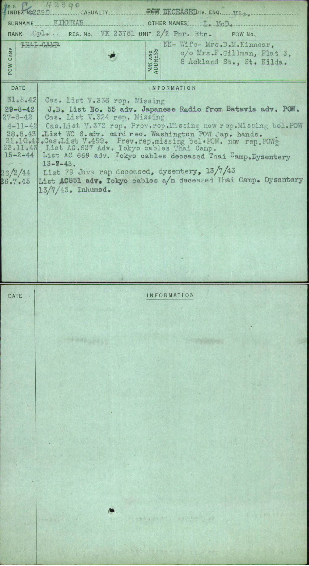 Kinnear, L Mcd, VX23781
