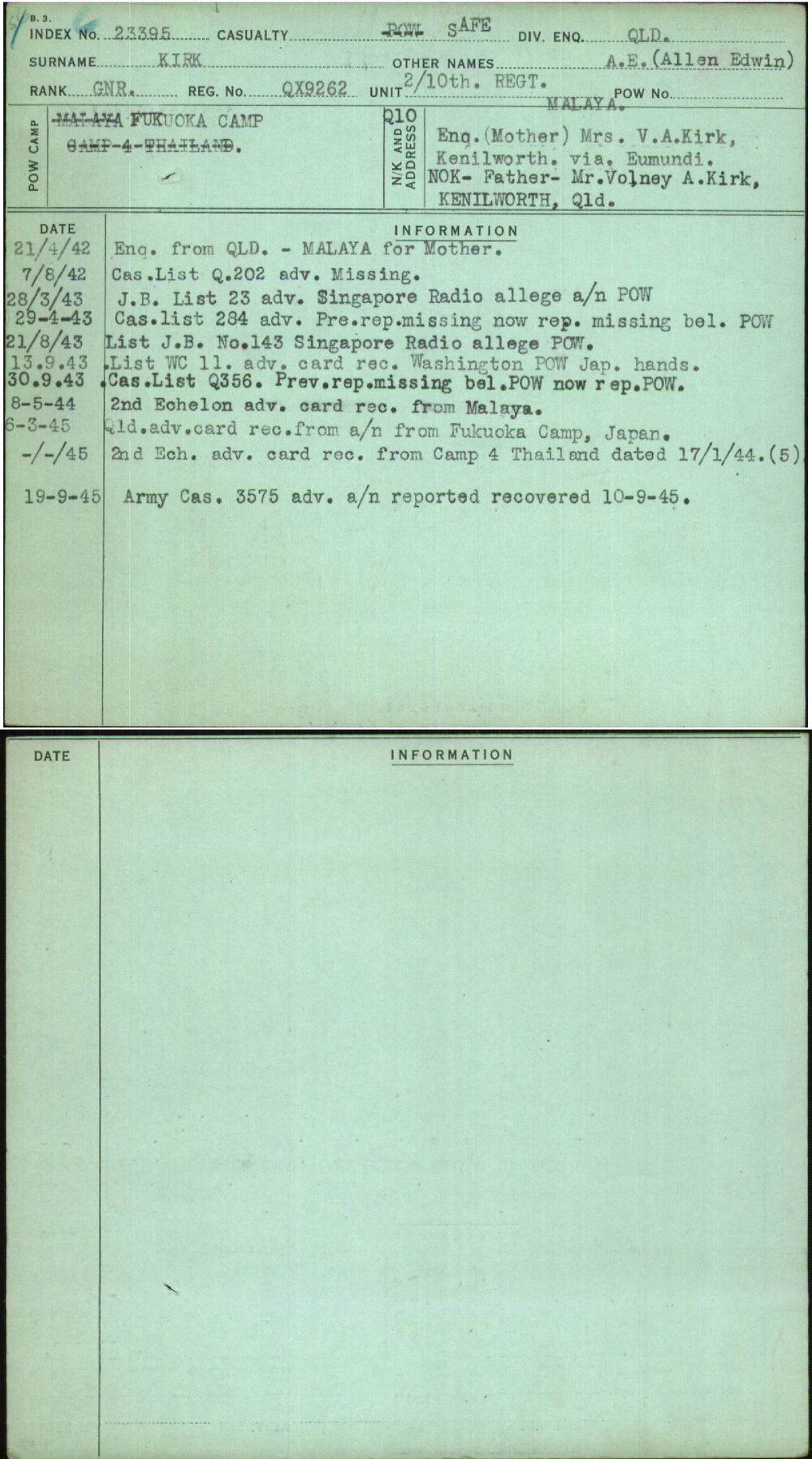 Kirk, A E (Allen Edwin), QX9262