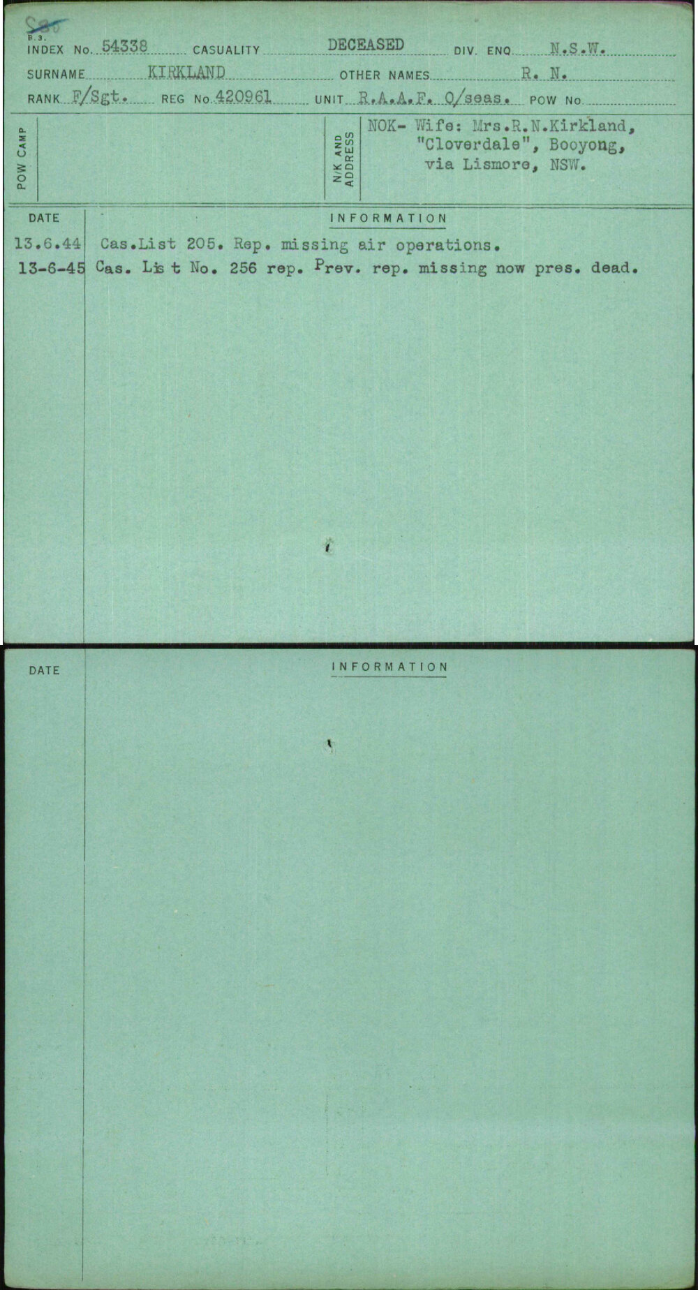 Kirkland, R N, 420961