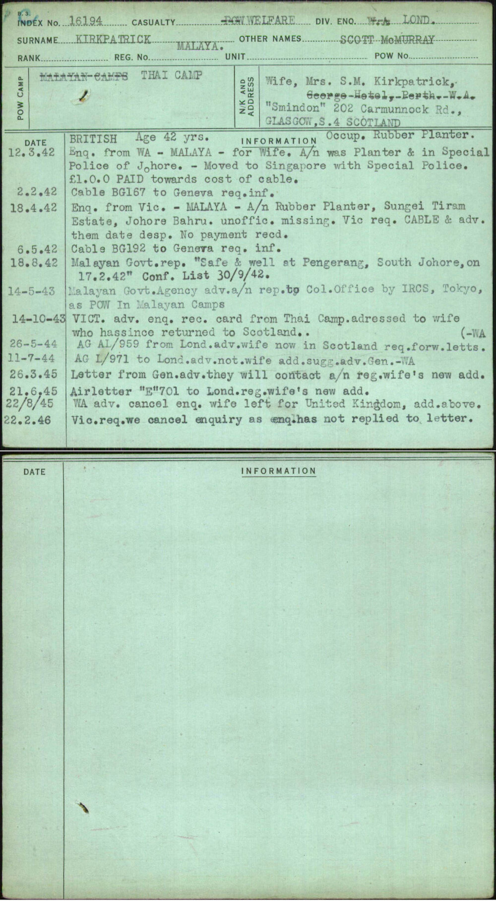 Kirkpatrick, Scott Mcmurray, Malaya