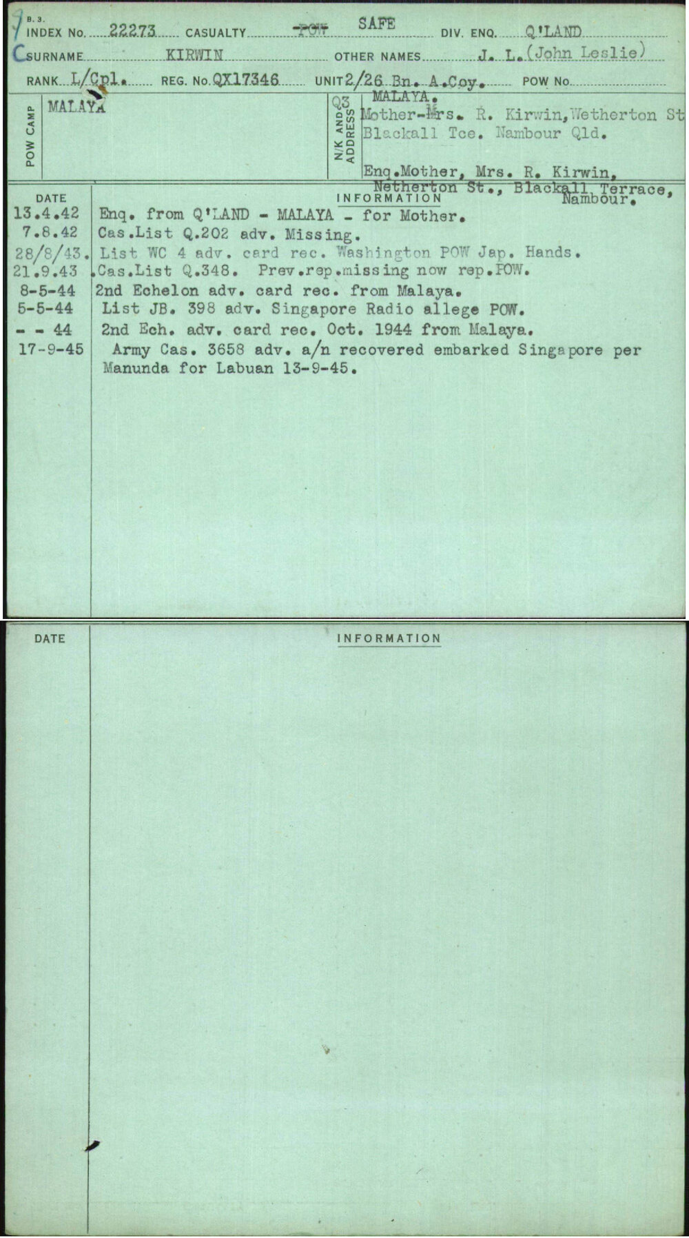 Kirwin, J L (John Leslie), QX17346