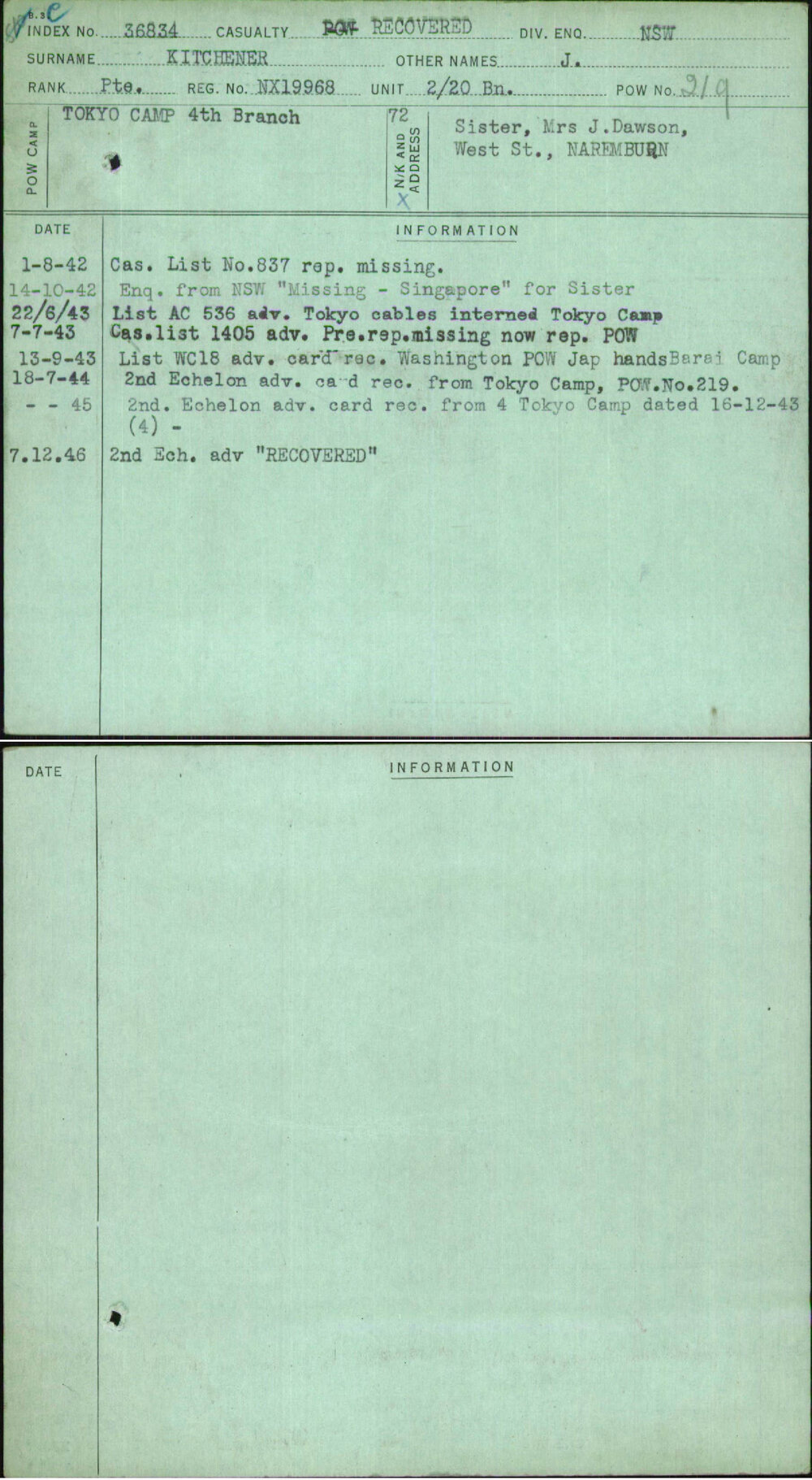 Kitchener, J, NX19968