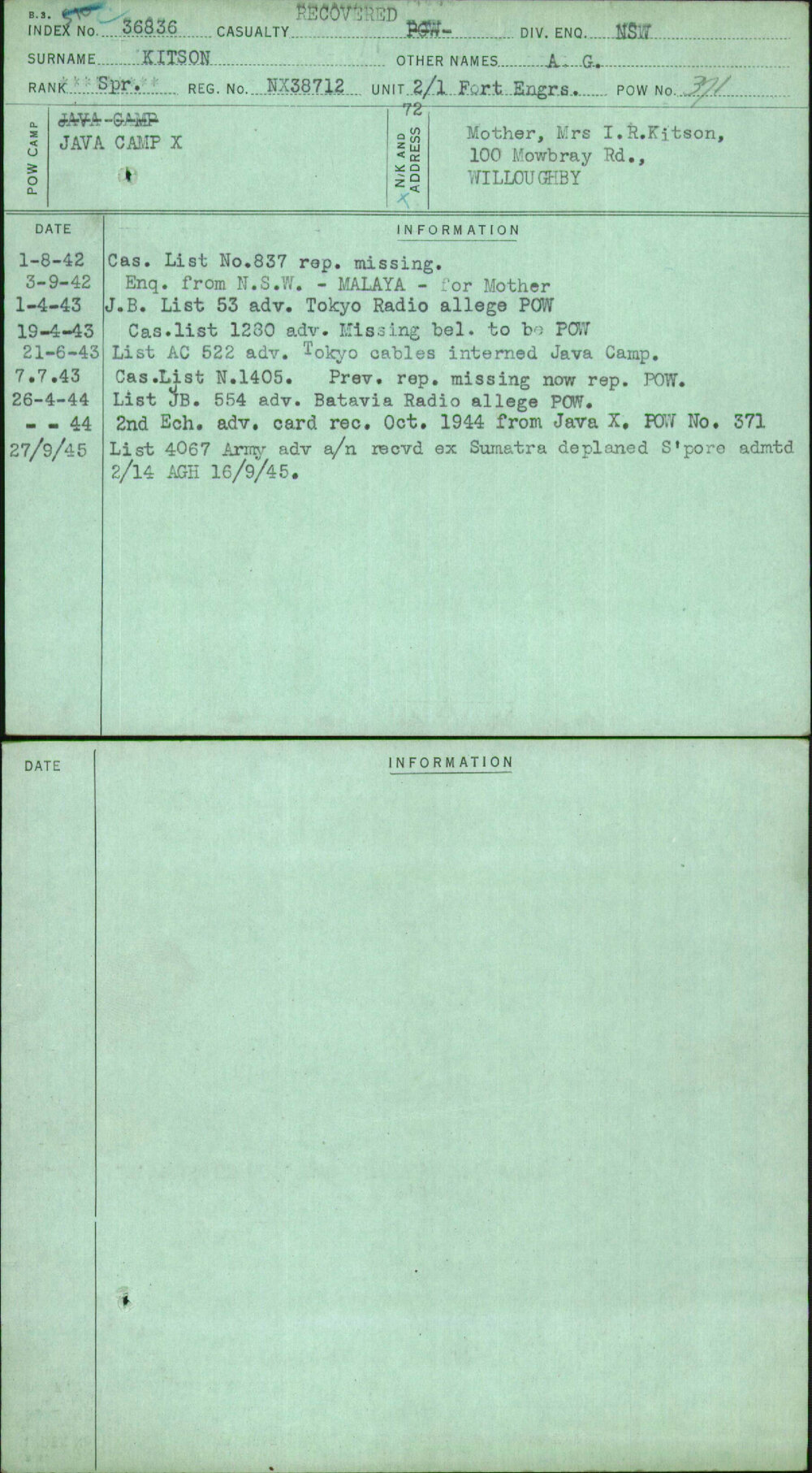 Kitson, A G, NX38712