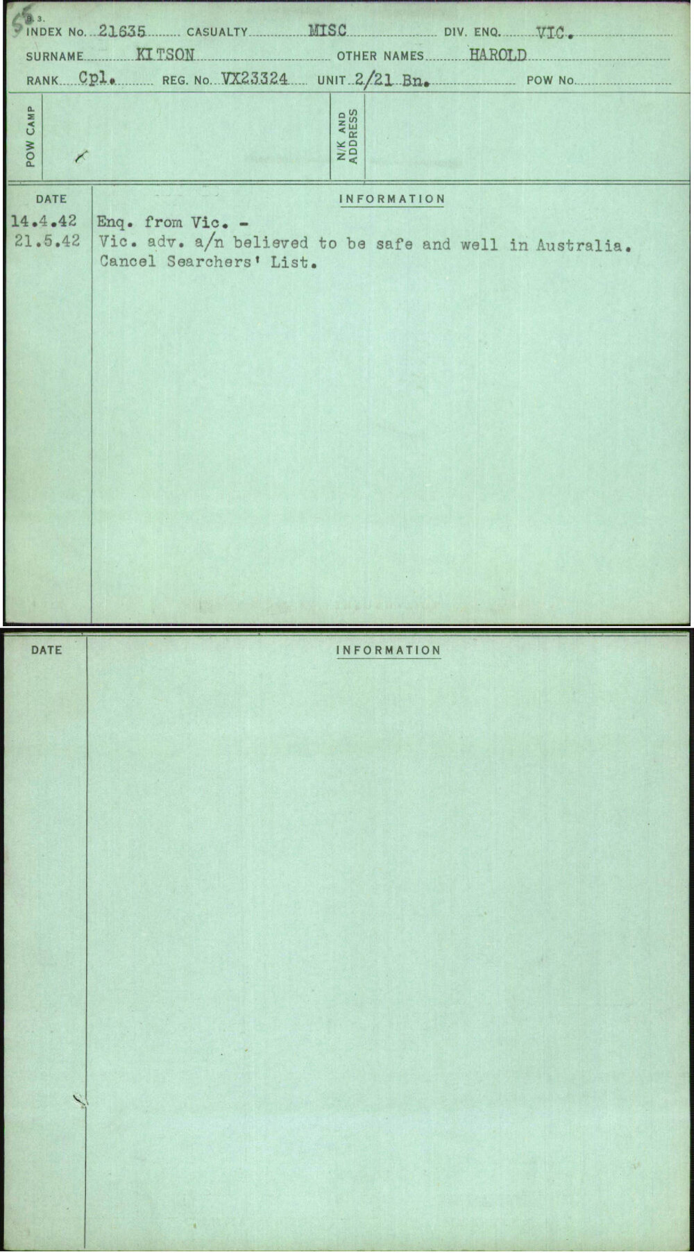 Kitson, Harold, VX23324