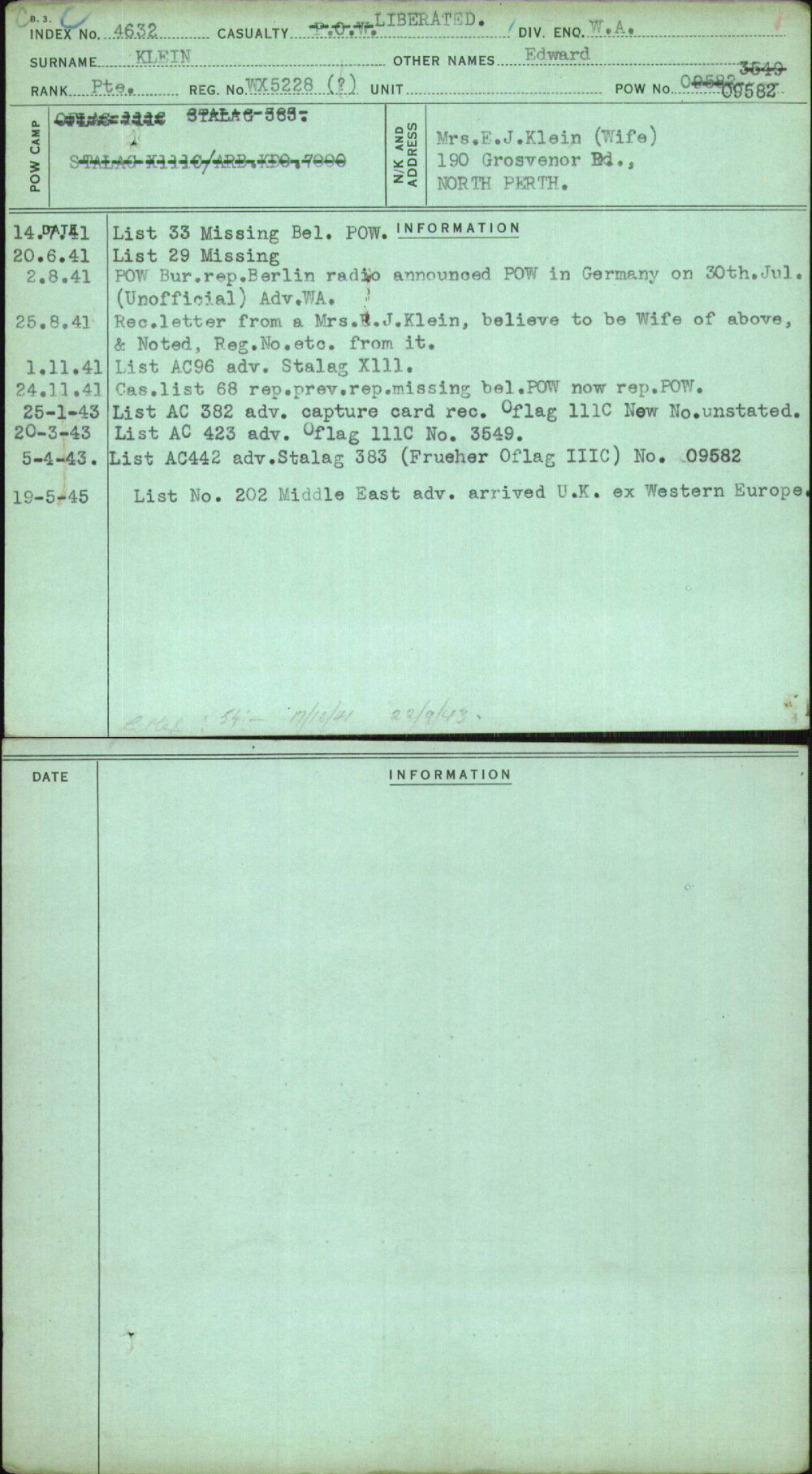 Klein, Edward, WX5228