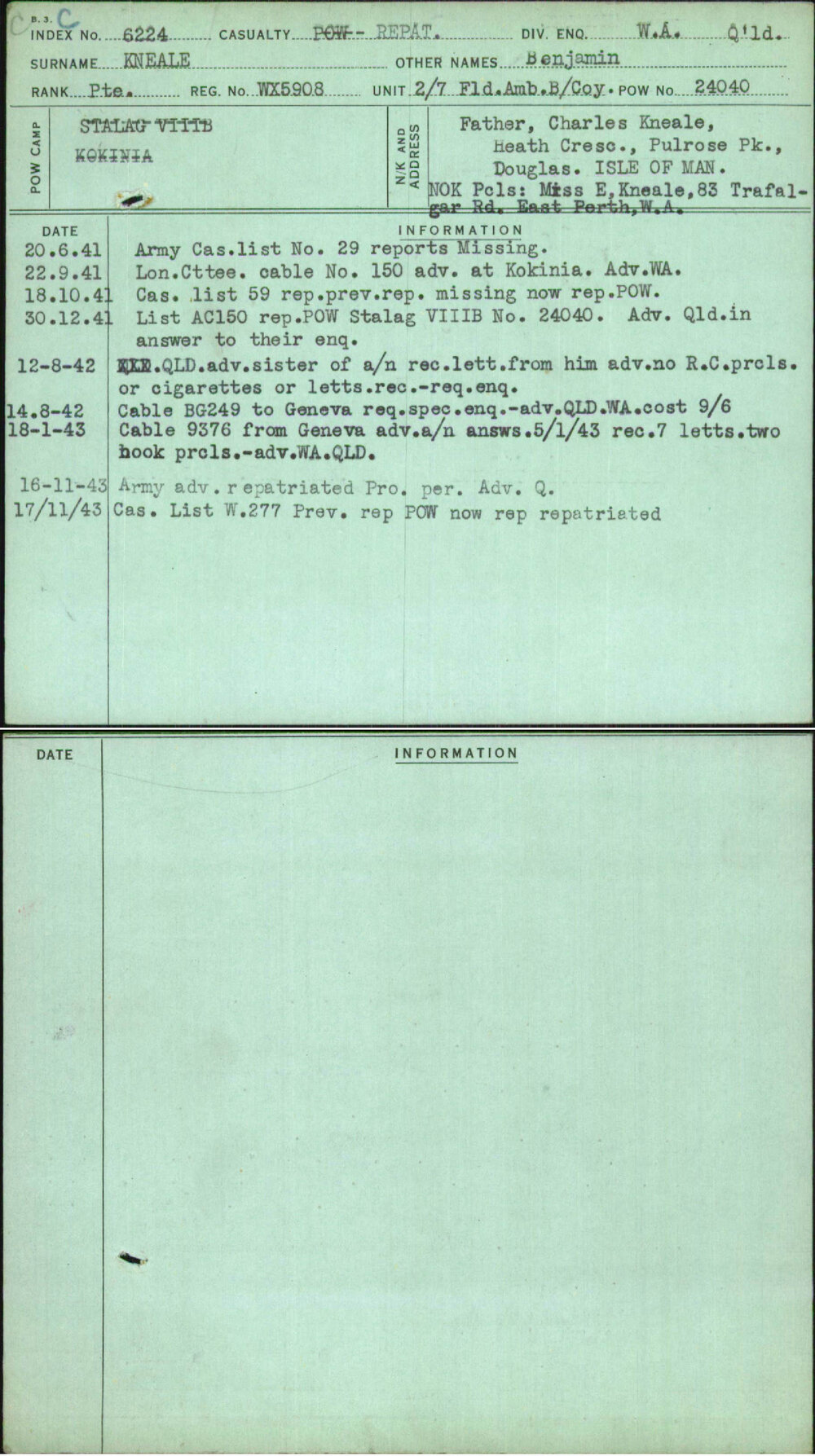 Kneale, Benjamin, WX5908