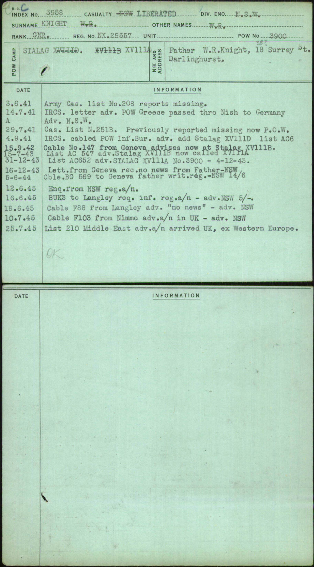 Knight, W R, NX29557