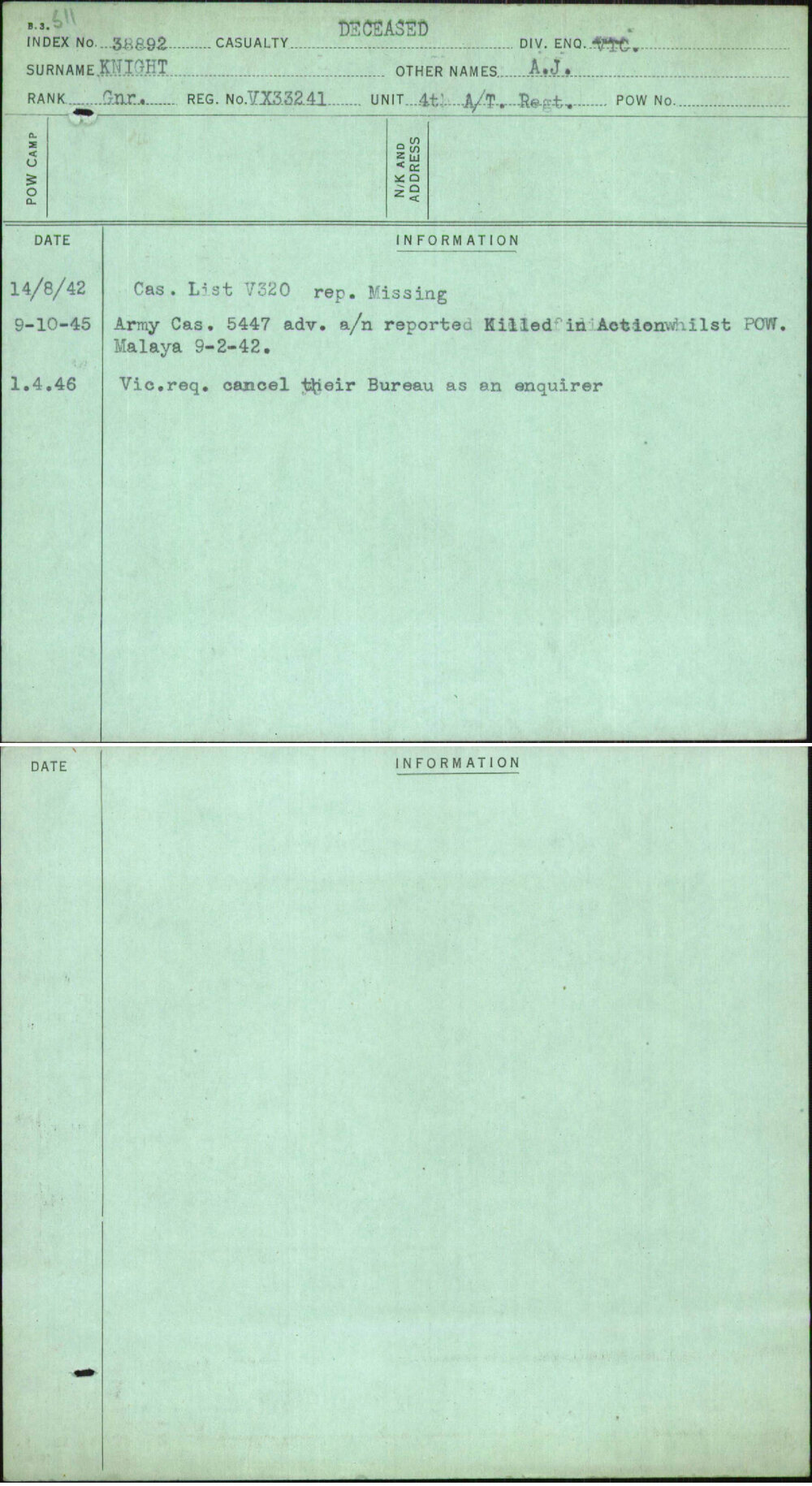 Knight, A J, VX33241