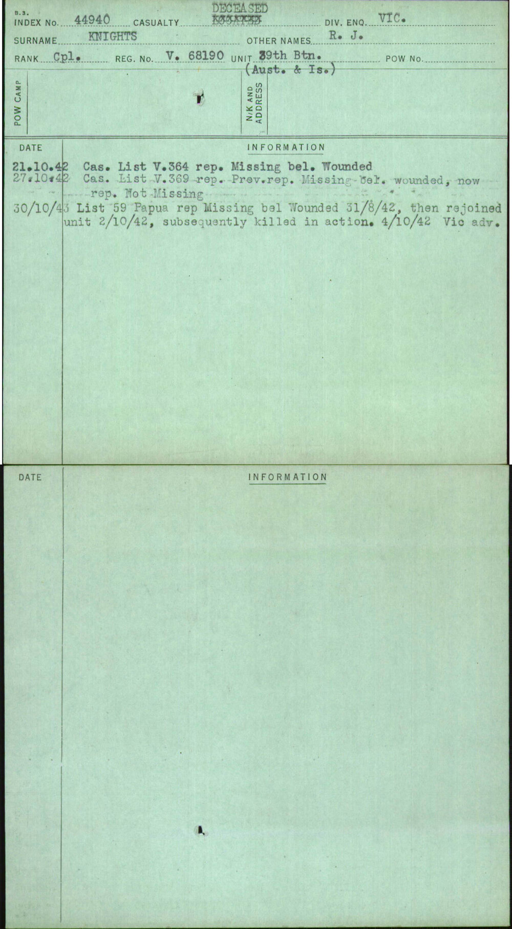 Knights, R J, V68190